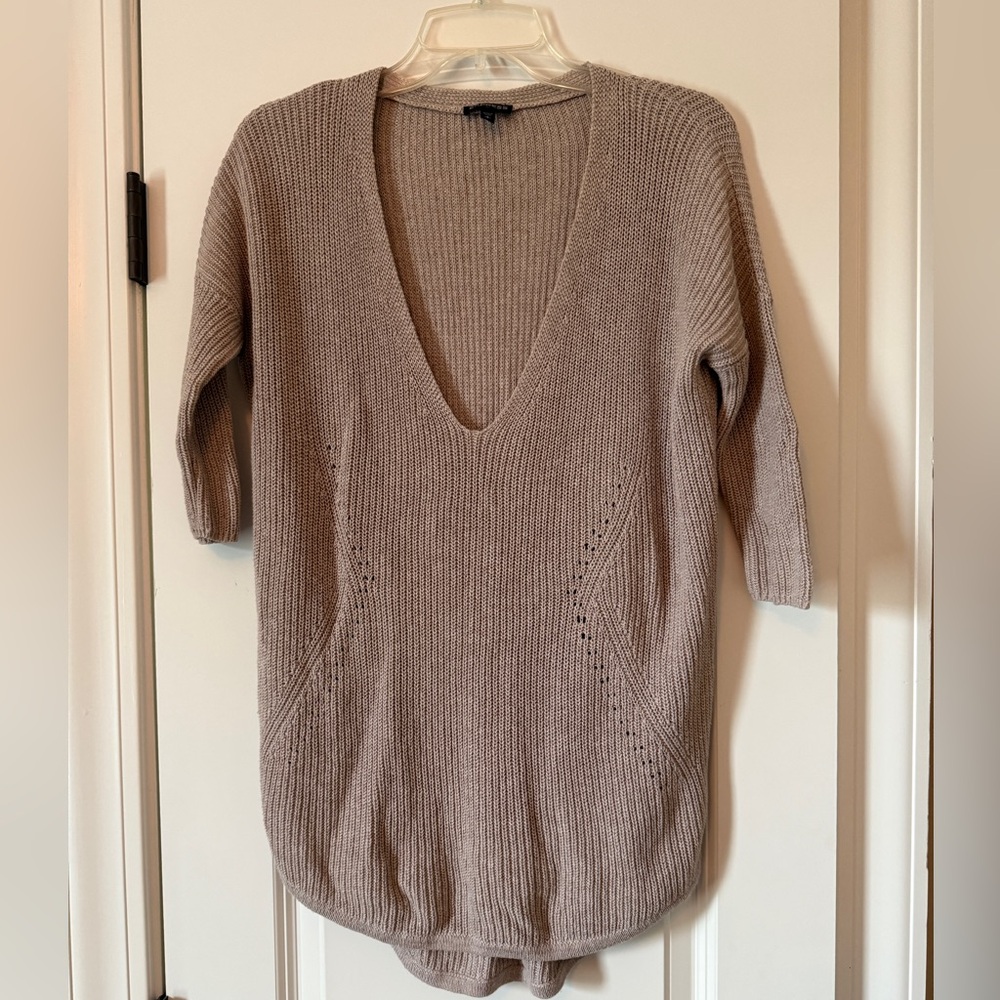 Express Taupe V-Neck Sweater for Women